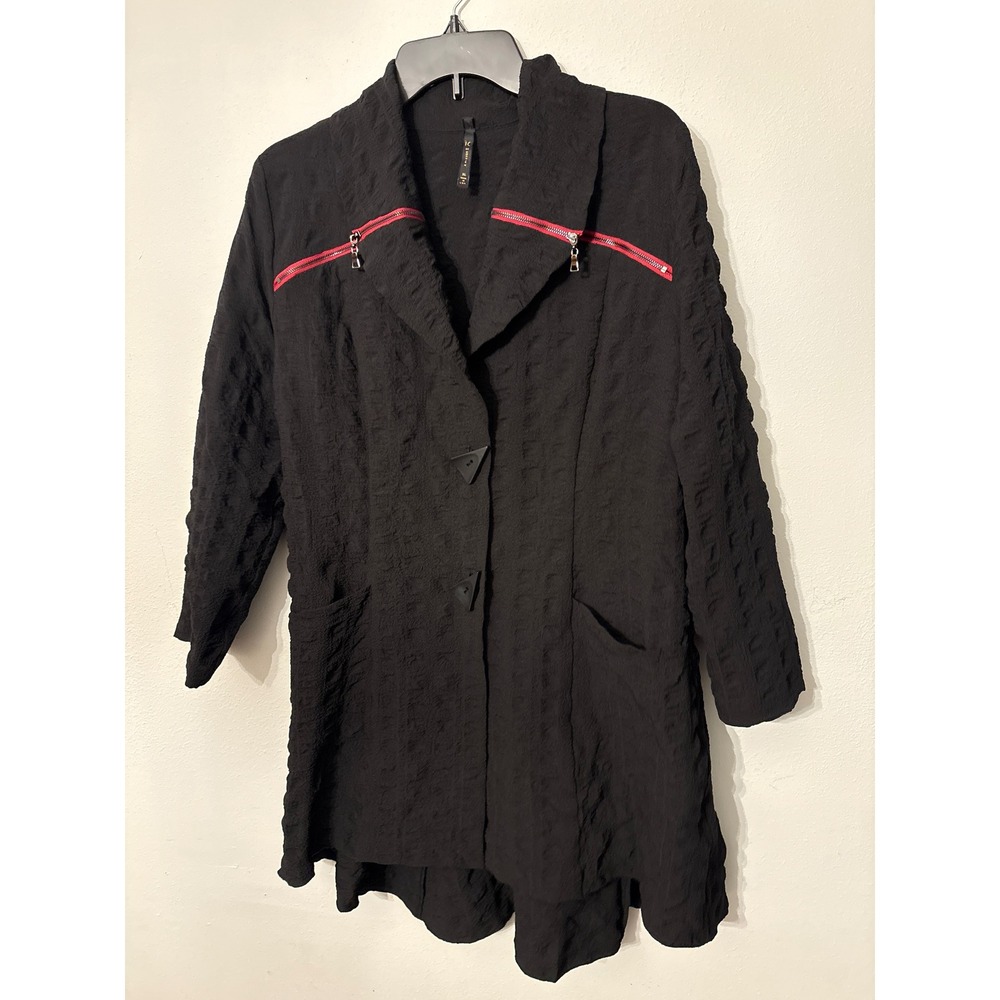 IC by Connie K Jacket Womens XL Black Excellent Textured Zipper Avant Garde